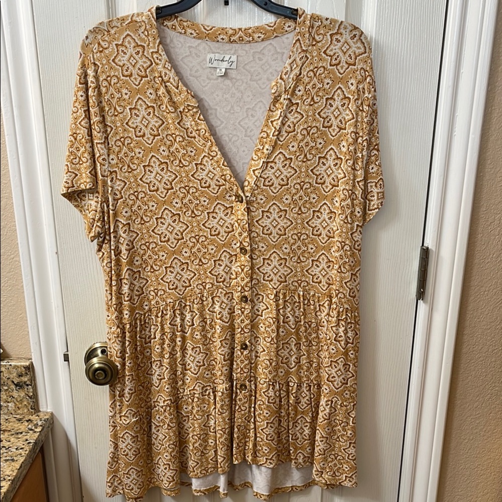 Mustard Yellow Patterned Women's Top